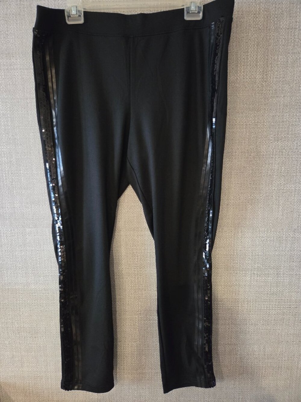 Women’s Zeza B black lux tux ponte leggings, size XL, new.